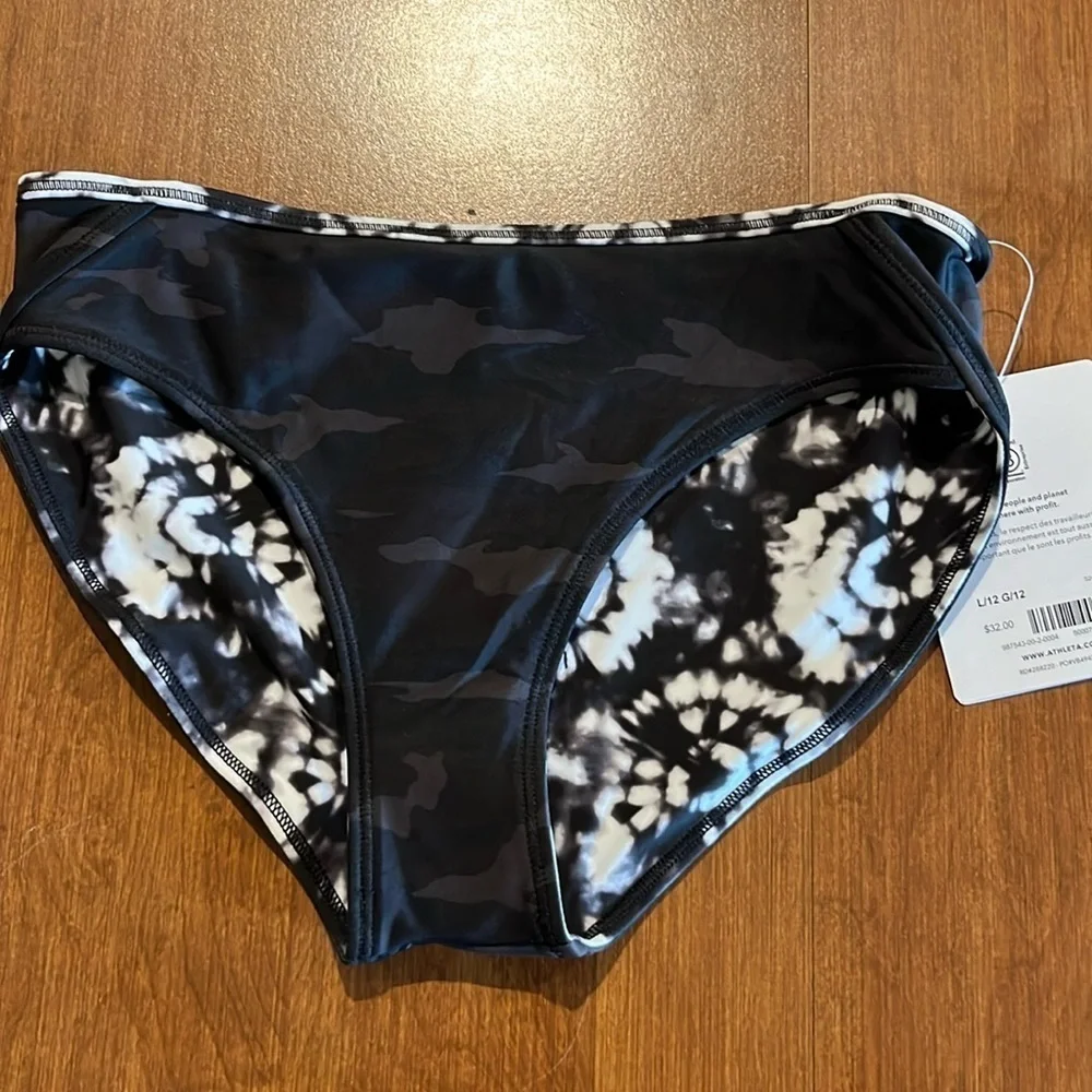 Athleta Girl Camo Tie Dye Mock Neck Rashguard, Bikini Top & Bottom Size 6.